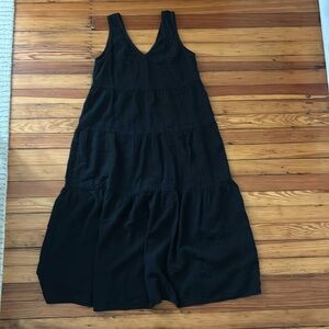 Quince 100% Organic Cotton Gauze Tiered Maxi Dress Black size Small GUC